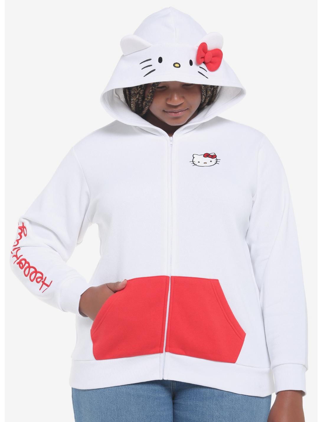 Hello Kitty 3D Ears Hoodie Plus Size, BRIGHT WHITE, hi-res