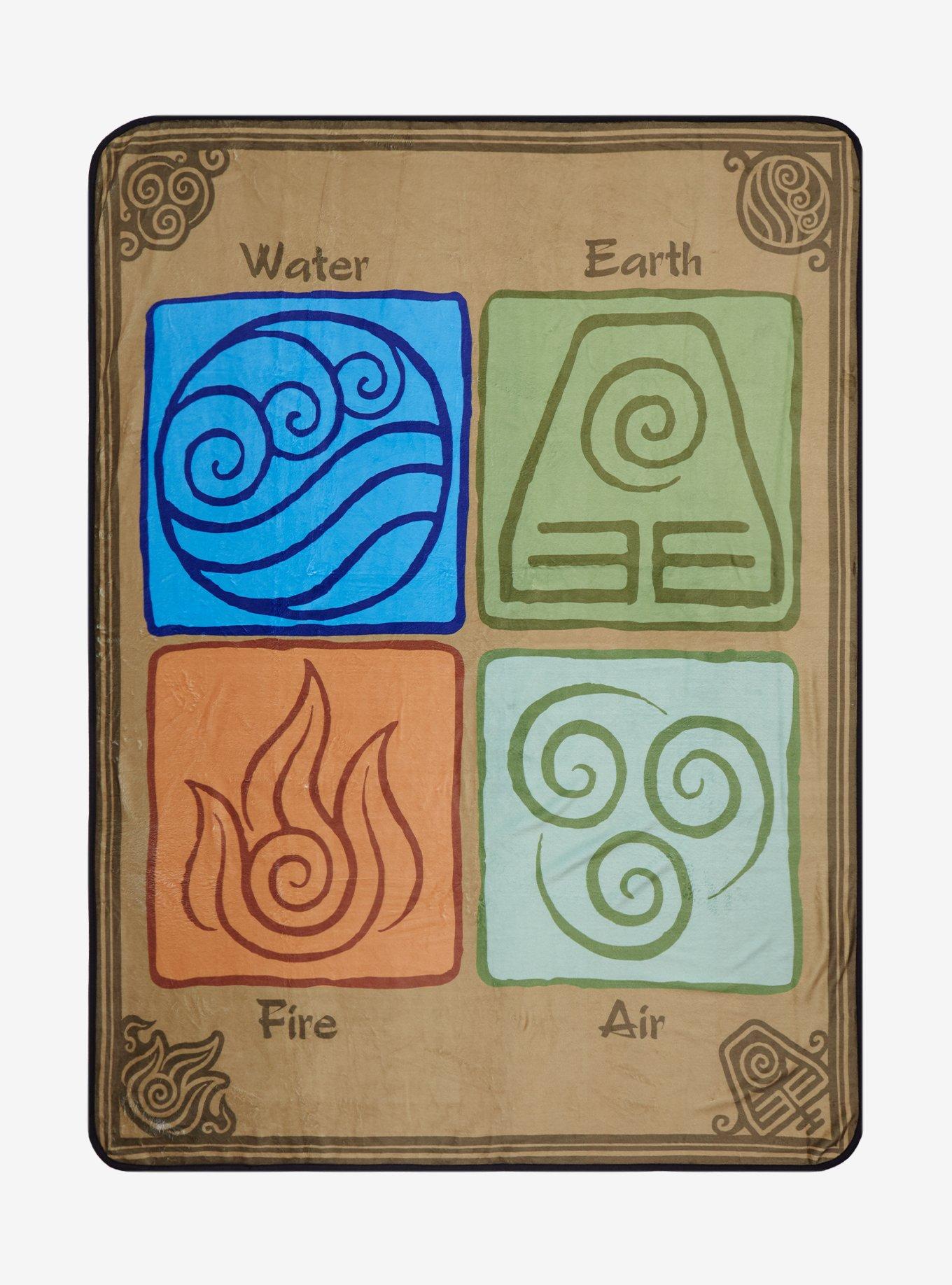 Avatar: The Last Airbender Element Symbols Throw Blanket