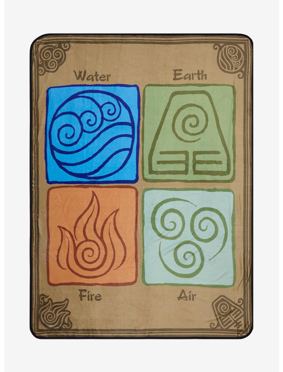 Avatar: The Last Airbender Element Symbols Throw Blanket, , hi-res