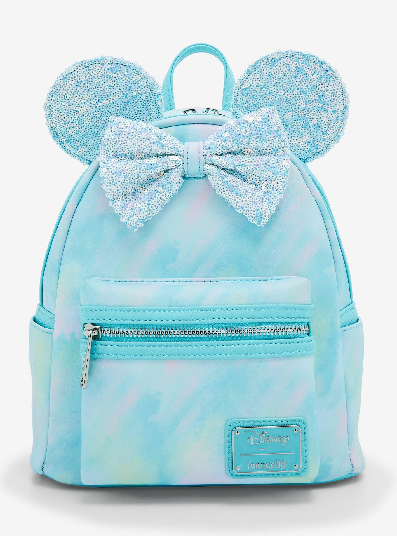 Loungefly Disney Blue Sequin Cinderella Castle Snow Globe Mini Backpack, Women's, Size: One Size