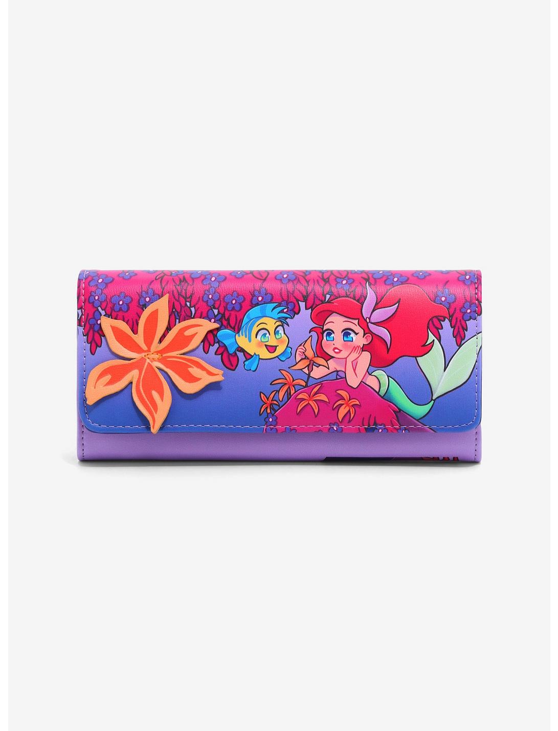 Disney The Little Mermaid Ariel & Flounder Floral Wallet - BoxLunch Exclusive , , hi-res