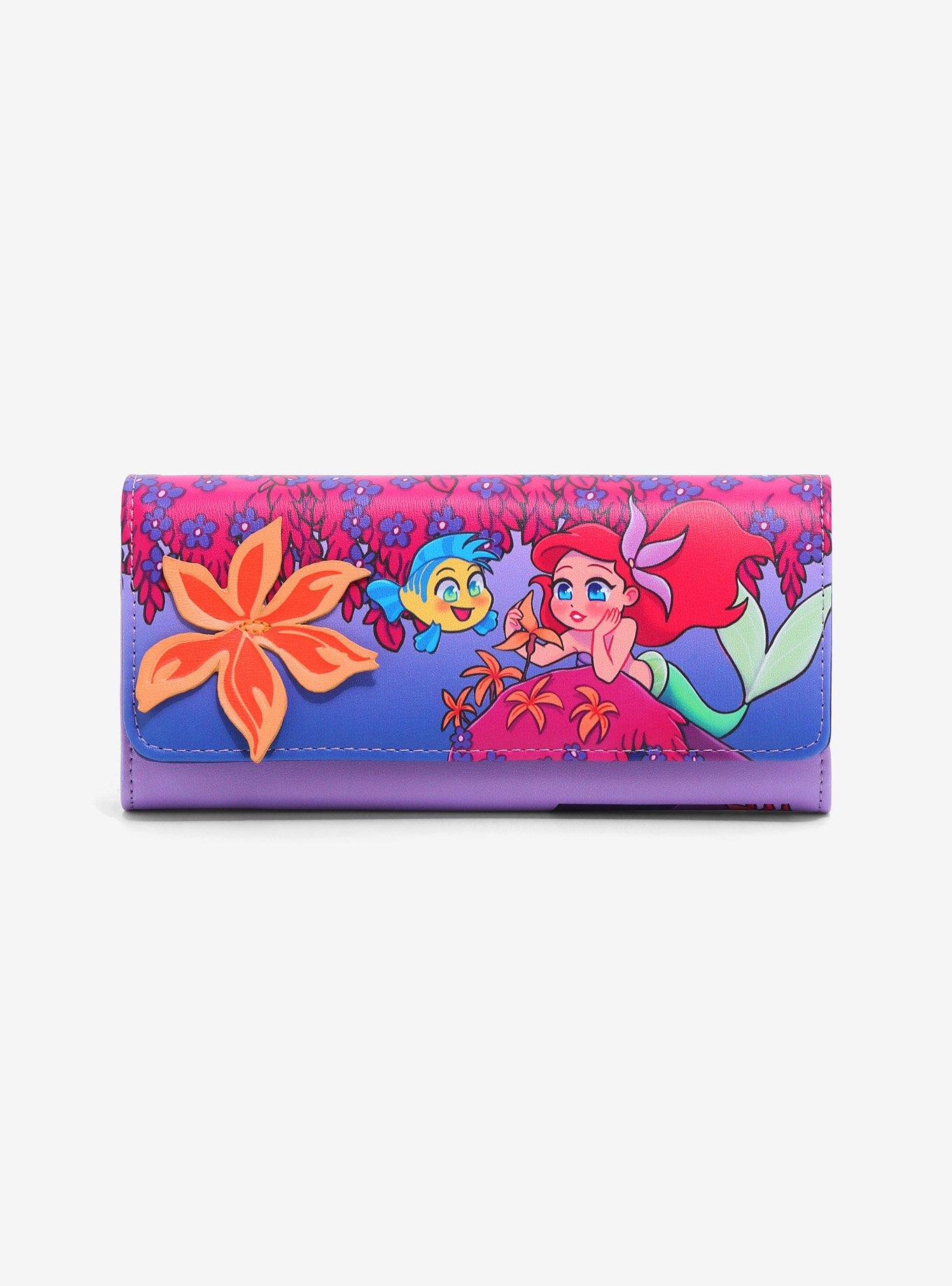 Disney The Little Mermaid Ariel & Flounder Floral Wallet - BoxLunch Exclusive , , hi-res