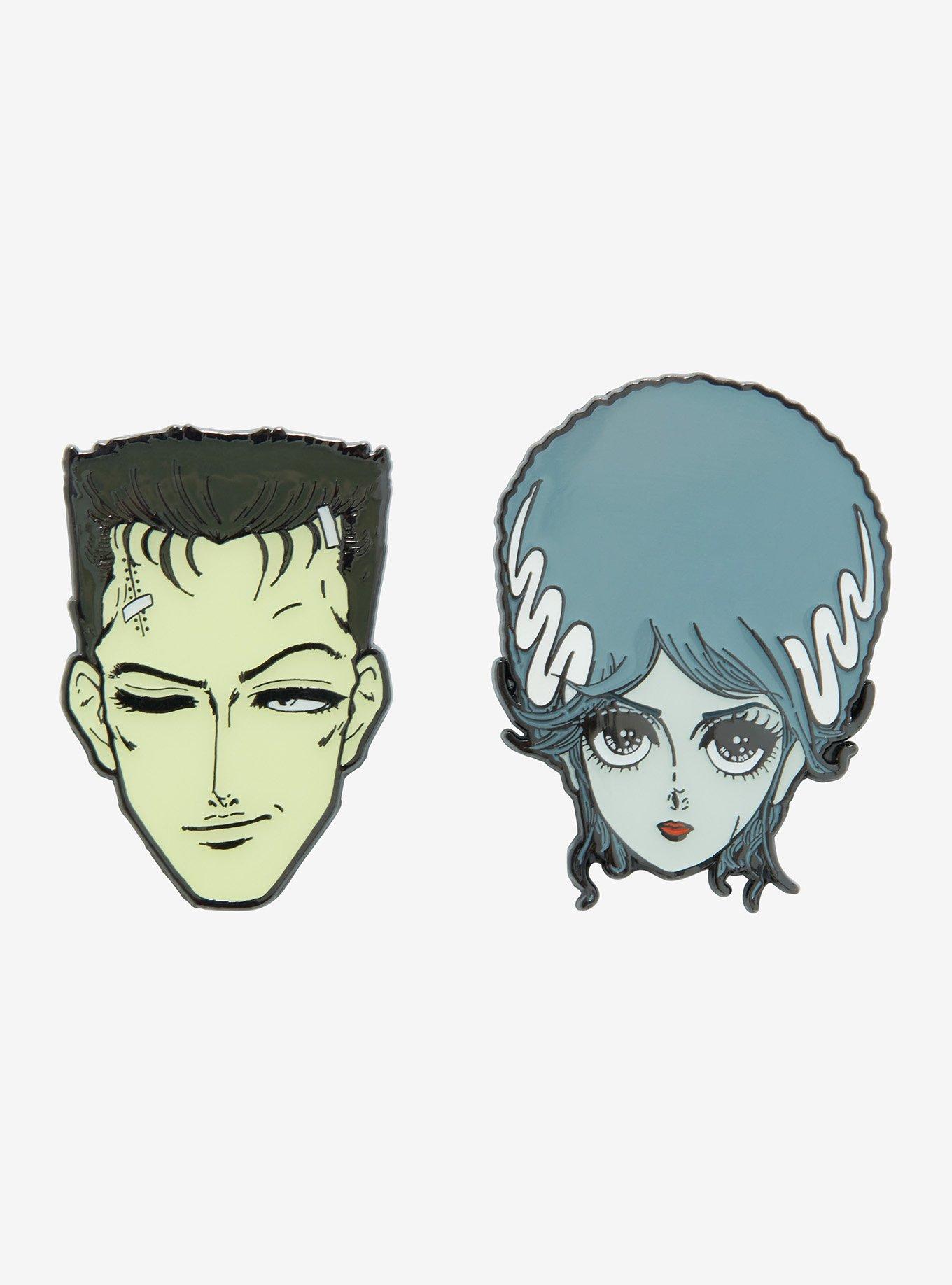 Universal Monsters The Bride Of Frankenstein Couple Anime Enamel Pin Set, , hi-res