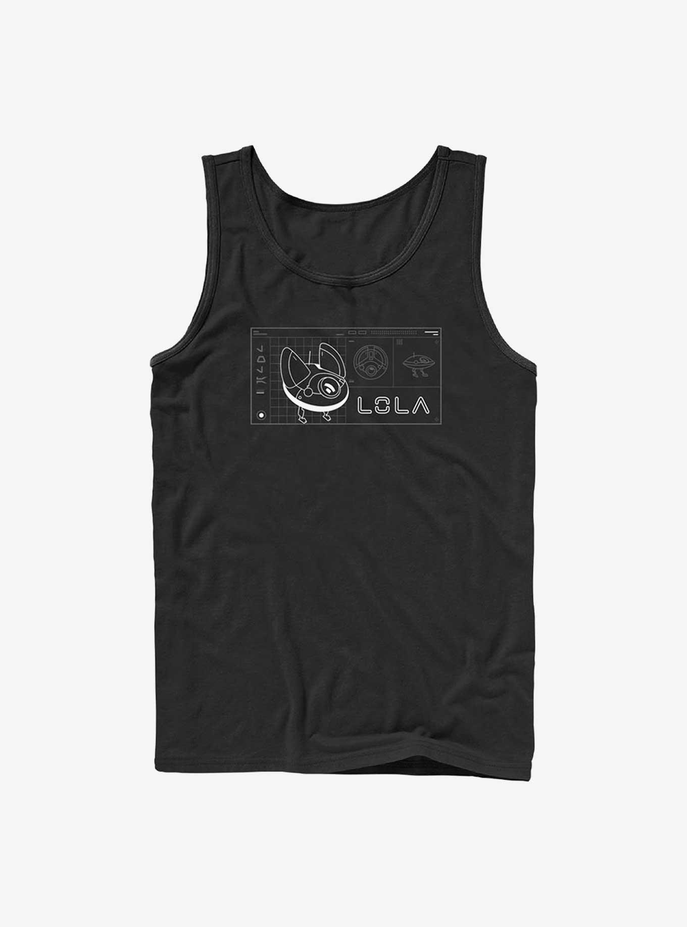 Star Wars Obi-Wan Kenobi Lola Droid Schematic Tank Top, BLACK, hi-res