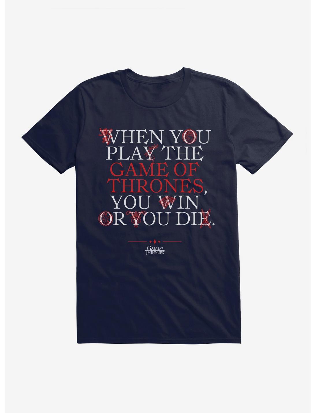 Game Of Thrones Cersi Quote Win Or Die T-Shirt, NAVY, hi-res
