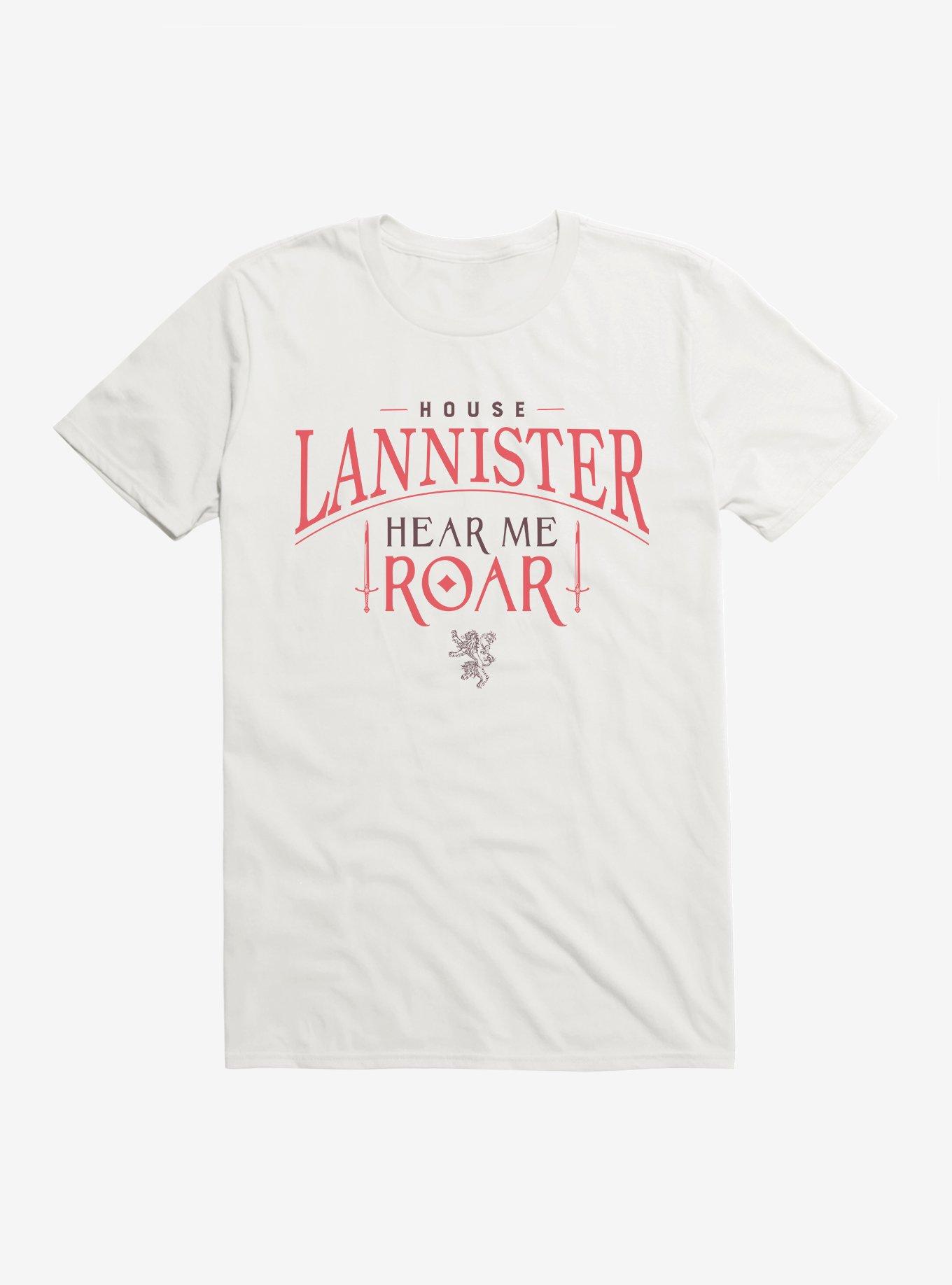 Game Of Thrones House Lannister Hear Me Roar T-Shirt, WHITE, hi-res