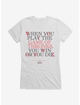 Game Of Thrones Cersi Quote Win Or Die Girls T-Shirt, WHITE, hi-res