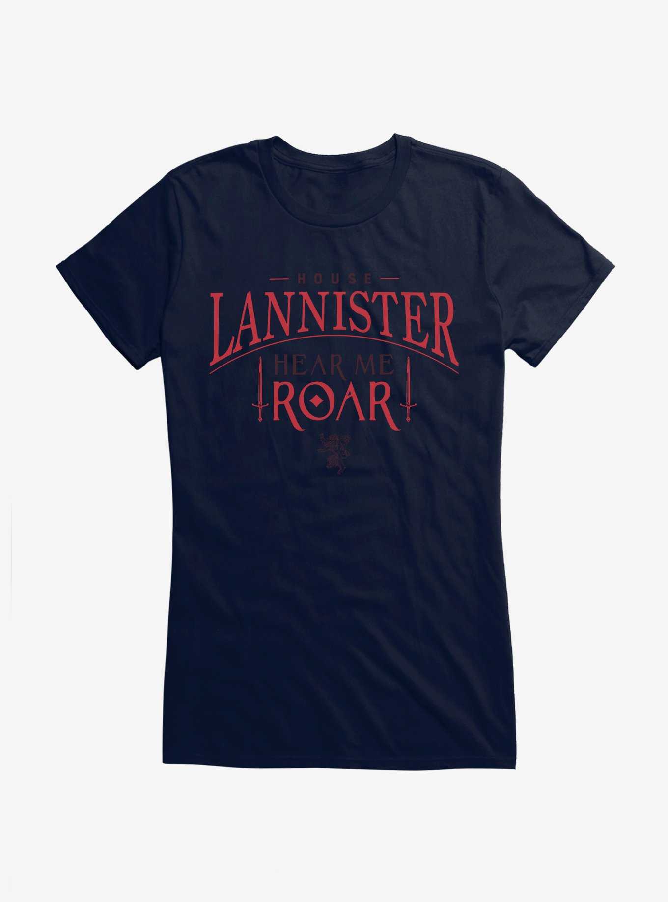 Game Of Thrones House Lannister Hear Me Roar Girls T-Shirt, NAVY, hi-res