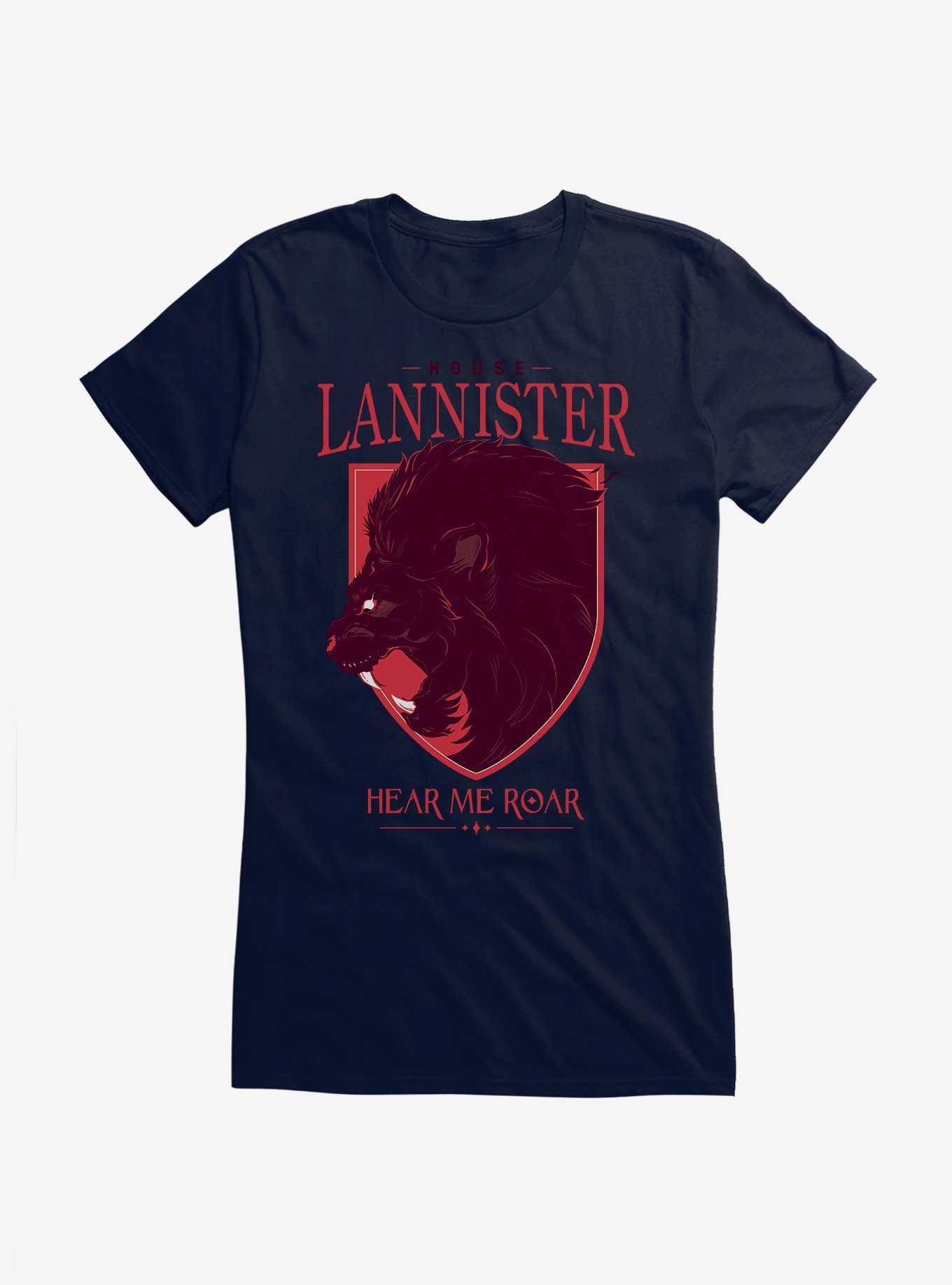 Game Of Thrones House Lannister Lion Words Girls T-Shirt, NAVY, hi-res