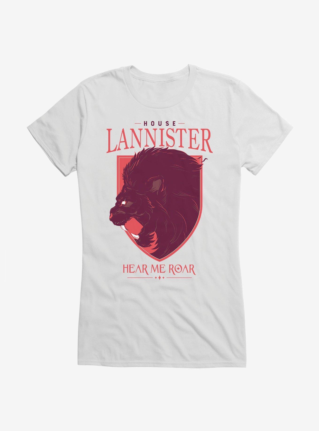 Game Of Thrones House Lannister Lion Words Girls T-Shirt, WHITE, hi-res