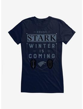 Game Of Thrones House Stark Words Script Girls T-Shirt, NAVY, hi-res