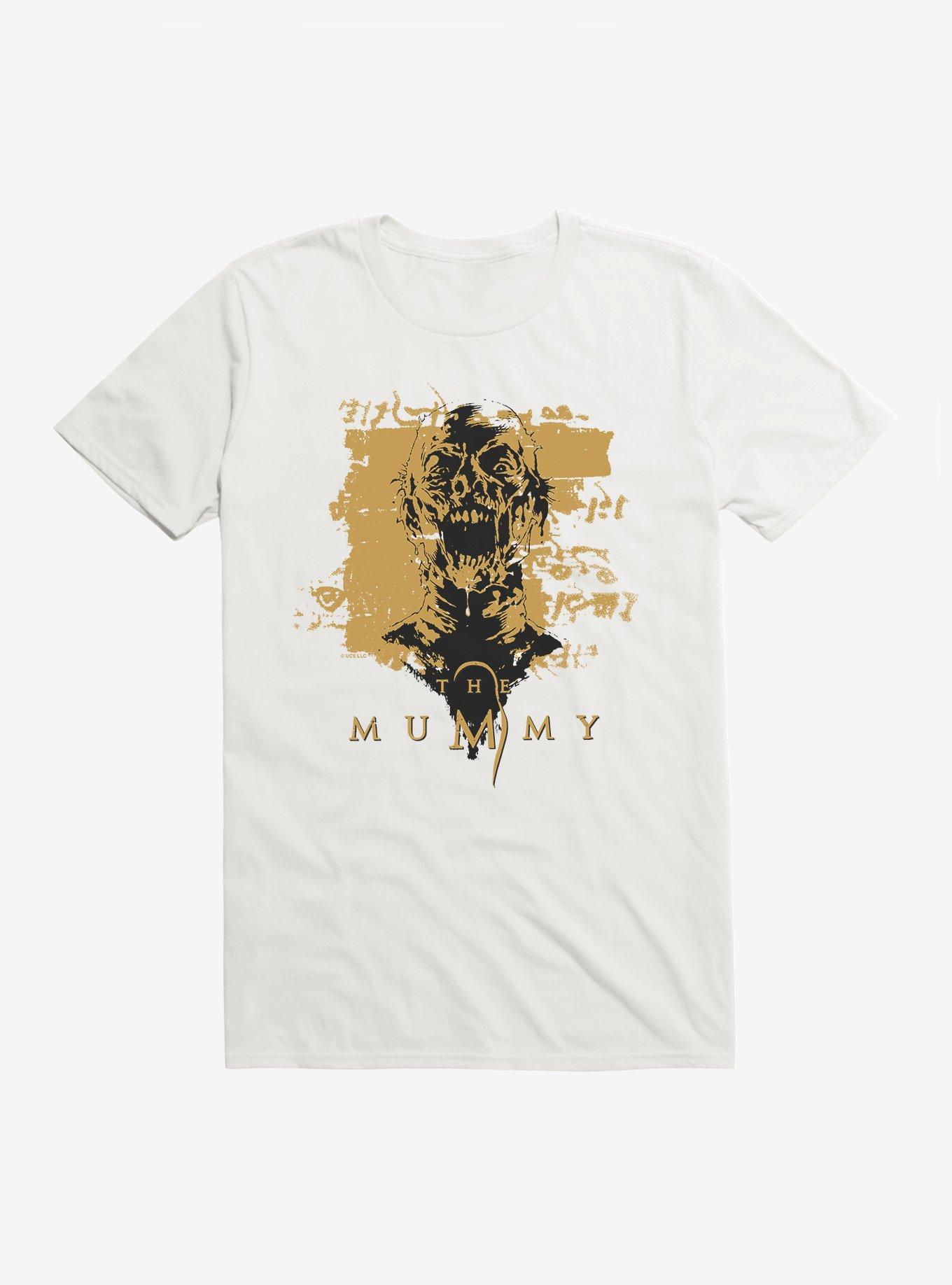 The Mummy Distressed Hieroglyphics T-Shirt, WHITE, hi-res