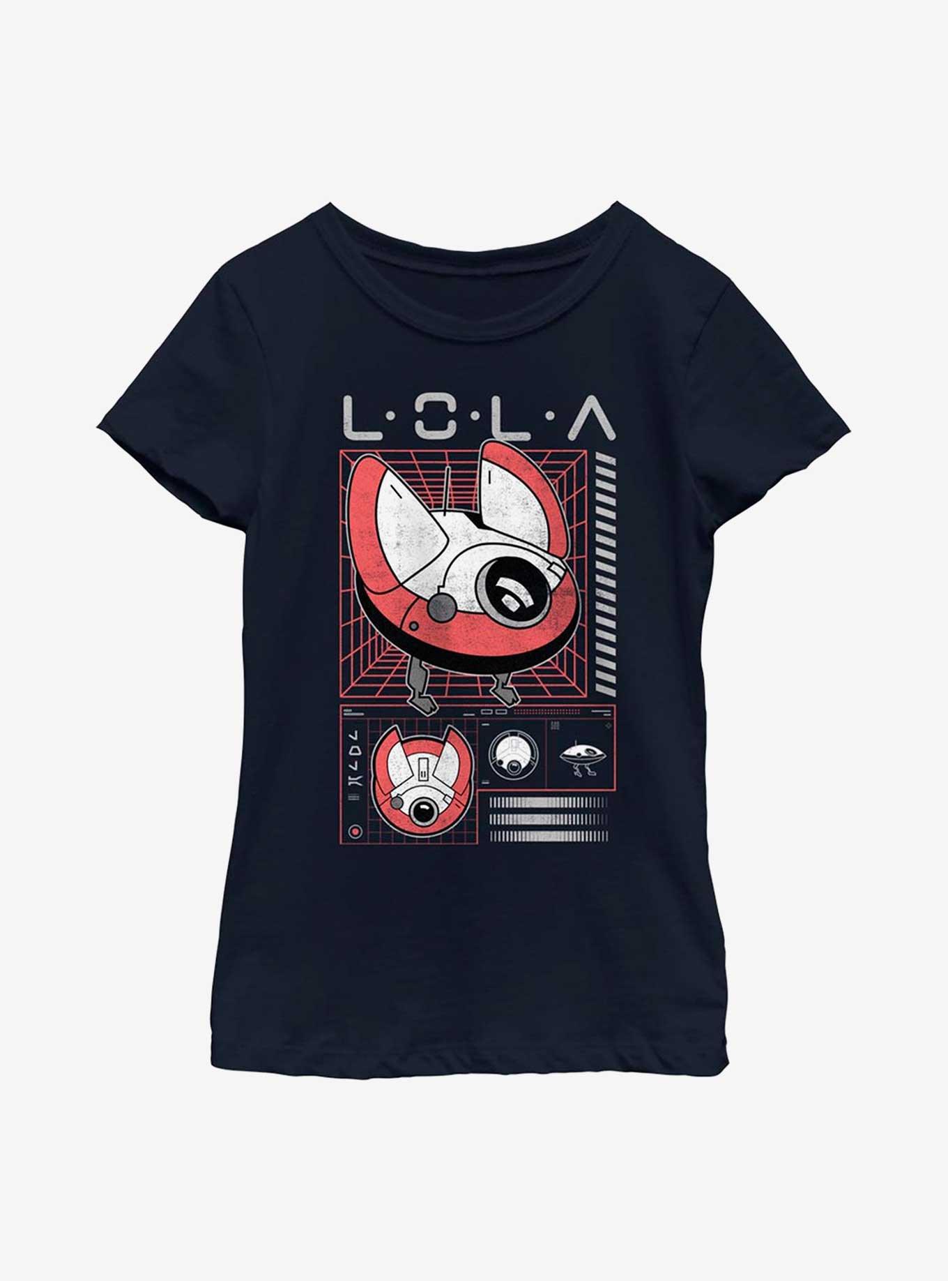 Star Wars Obi-Wan Kenobi Lola Blueprint Youth Girls T-Shirt, NAVY, hi-res