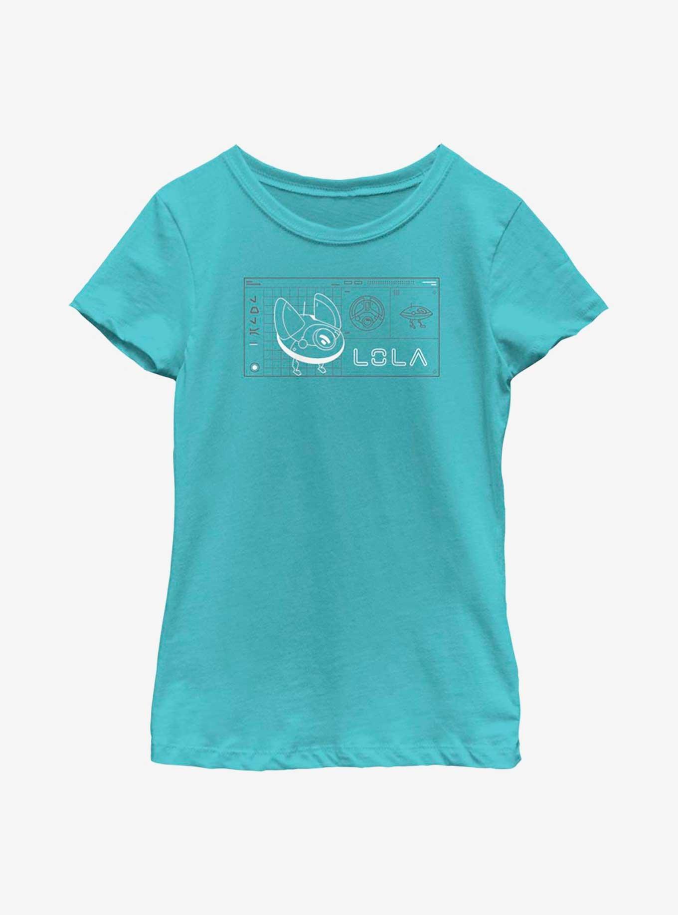 Star Wars Obi-Wan Kenobi Lola Droid Schematic Youth Girls T-Shirt, TAHI BLUE, hi-res