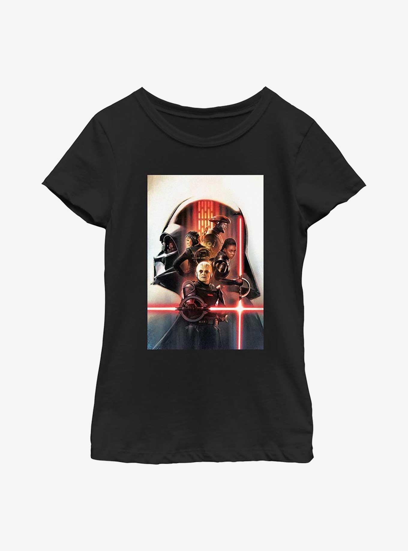 Star Wars Obi-Wan Kenobi Vader Profile Poster Youth Girls T-Shirt, BLACK, hi-res