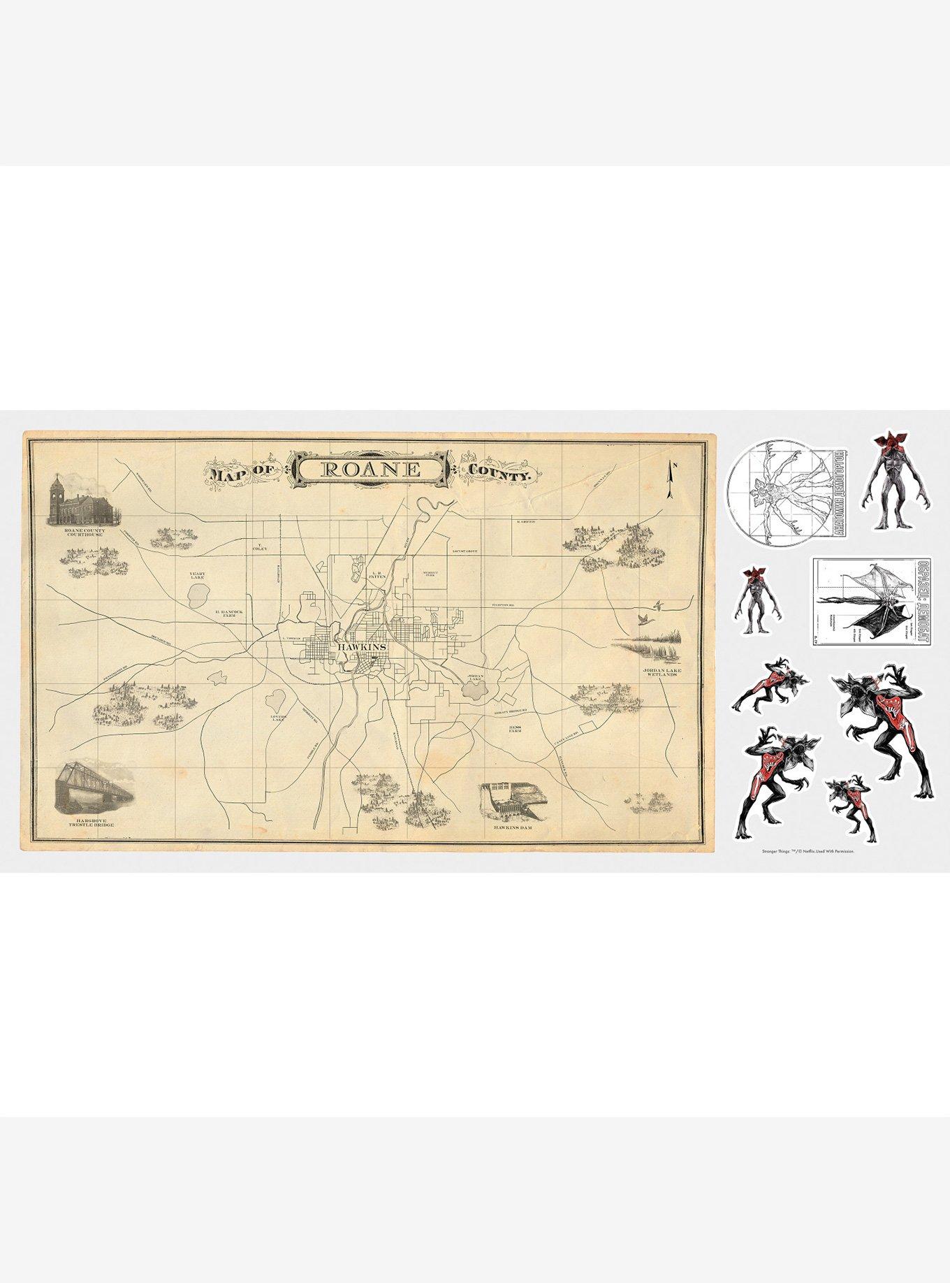 Stranger Things Dry Erase Hawkins Map Peel & Stick Giant Wall Decal, , hi-res