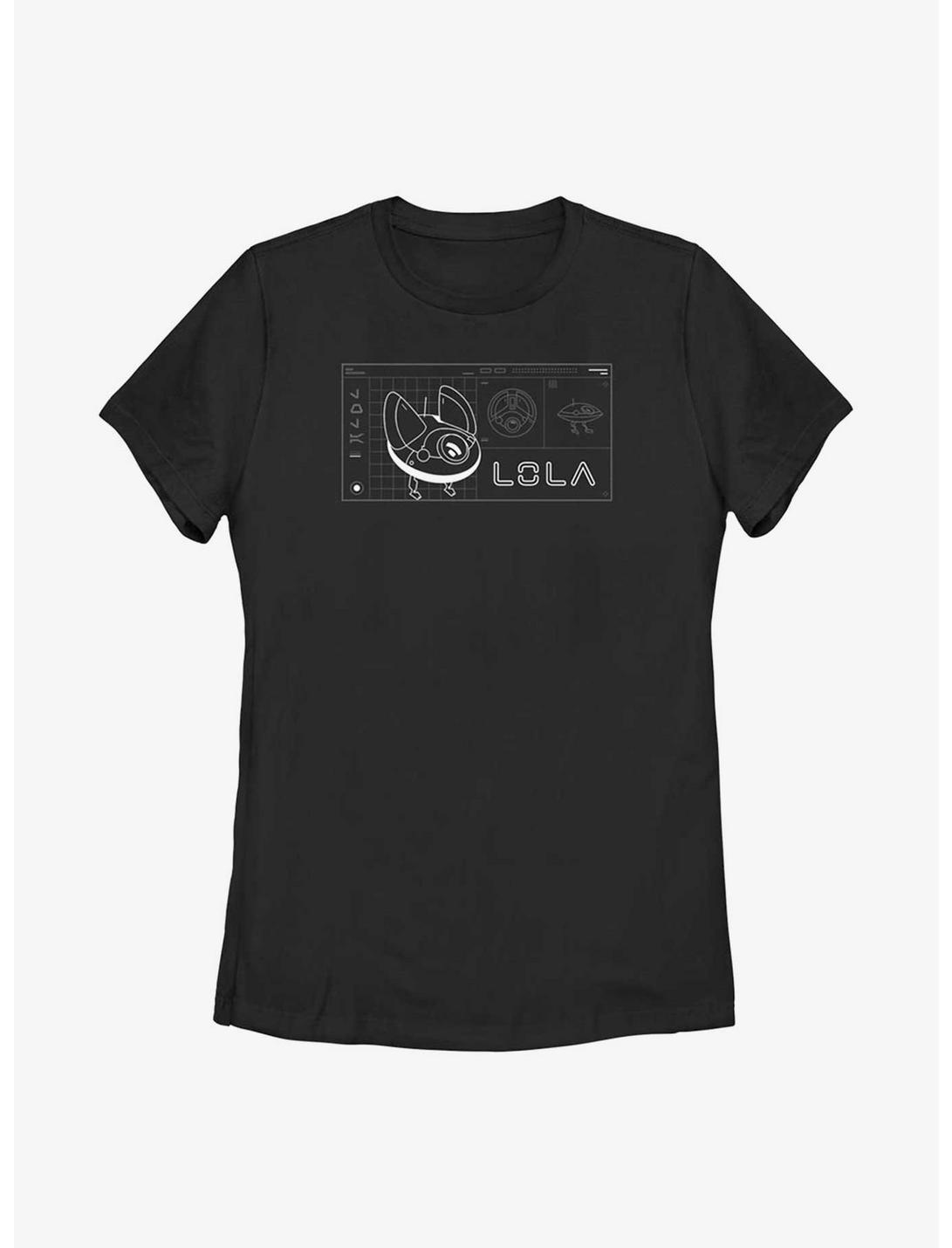 Star Wars Obi-Wan Kenobi Lola Droid Schematic Womens T-Shirt, BLACK, hi-res