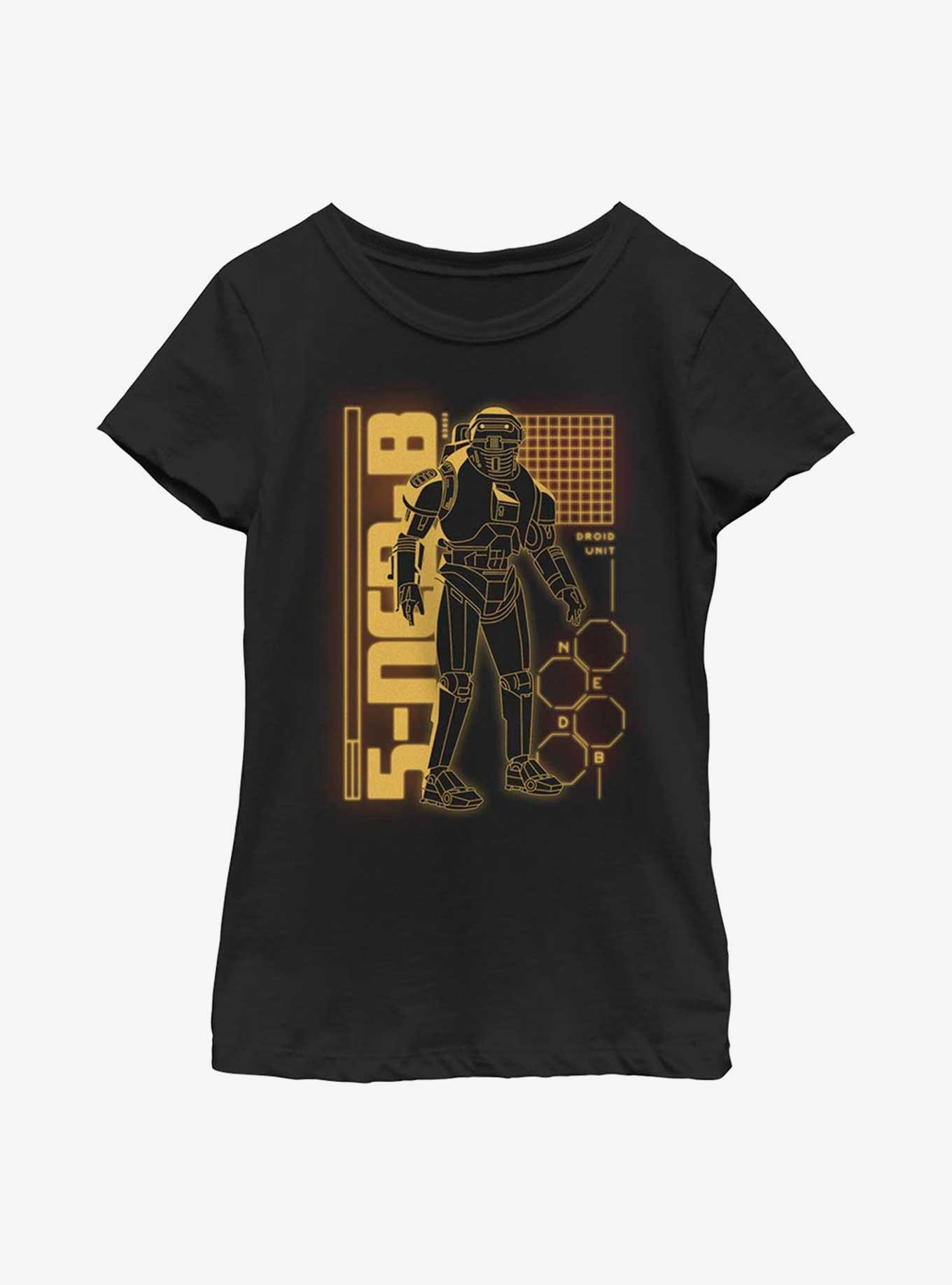 Star Wars Obi-Wan Kenobi 5-NED-B Droid Youth Girls T-Shirt, BLACK, hi-res