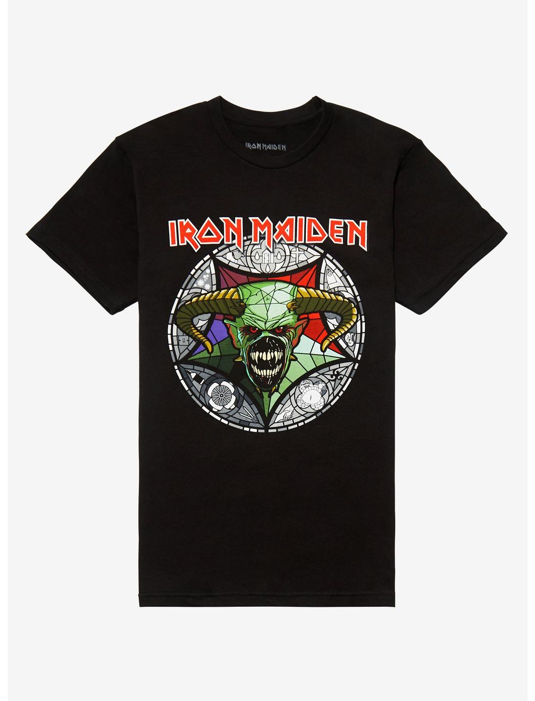 Iron Maiden Legacy Of The Beast Stained Glass Boyfriend Fit Girls T-Shirt, BLACK, hi-res