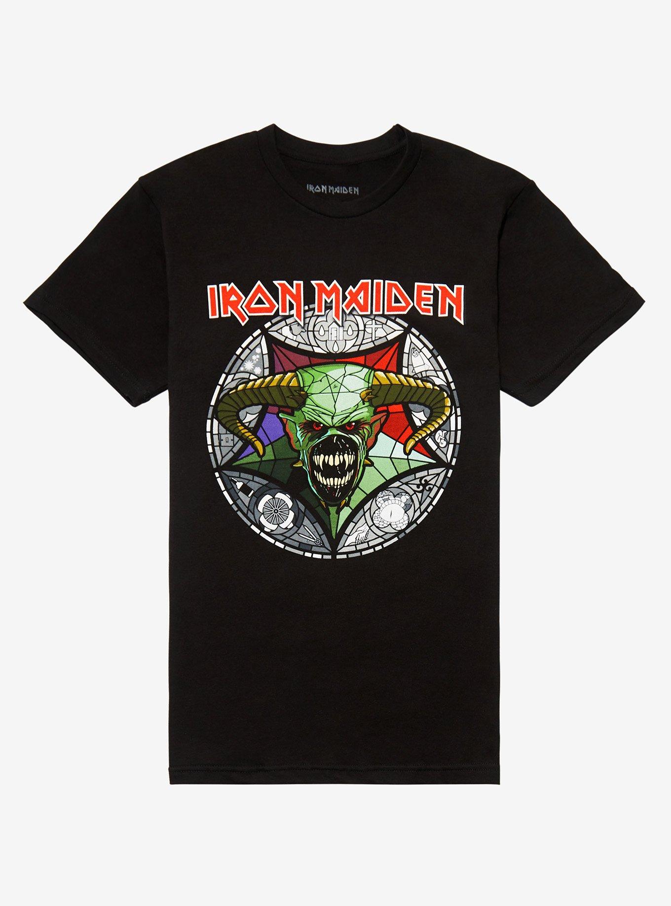 Iron Maiden Legacy Of The Beast Stained Glass Boyfriend Fit Girls T-Shirt, BLACK, hi-res