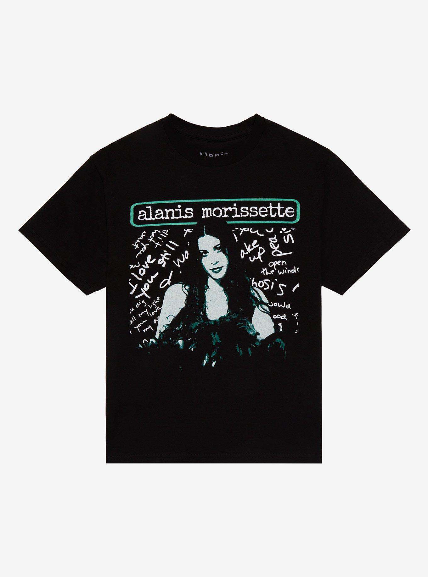 Alanis Morissette Portrait Boyfriend Fit Girls T-Shirt, BLACK, hi-res