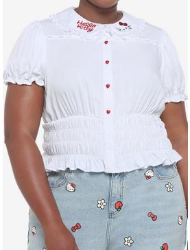 Hello Kitty Lace Girls Woven Button-Up Top Plus Size, , hi-res