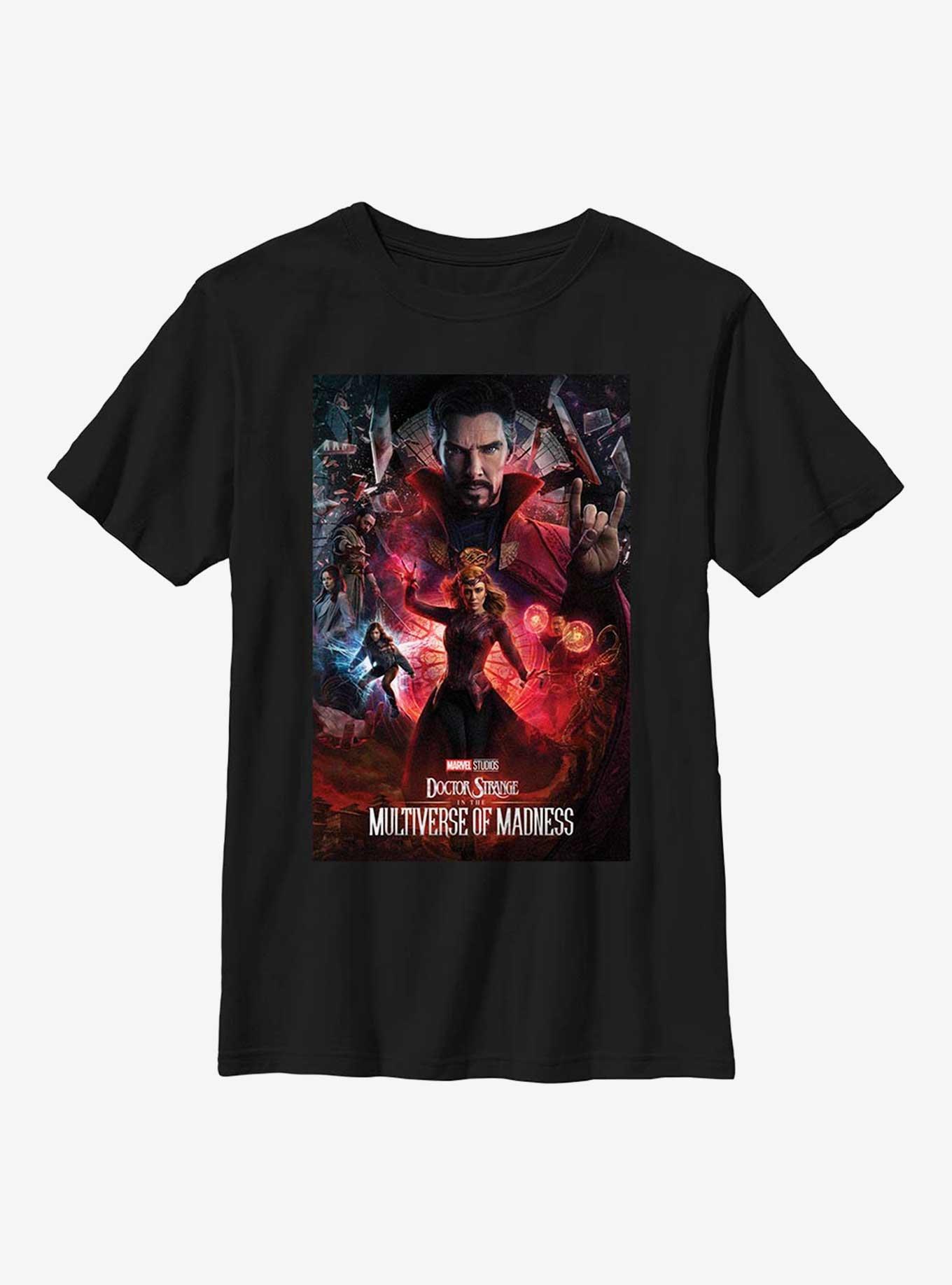 Marvel Doctor Strange In The Multiverse Of Madness Movie Poster Youth T-Shirt, BLACK, hi-res