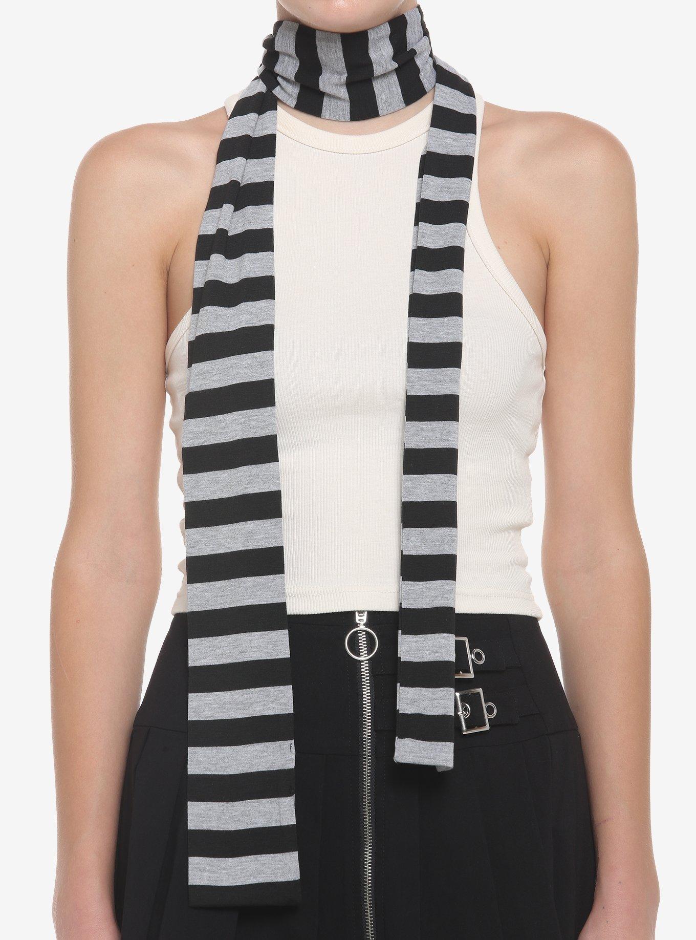 Black & Grey Stripe Skinny Scarf Hot Topic