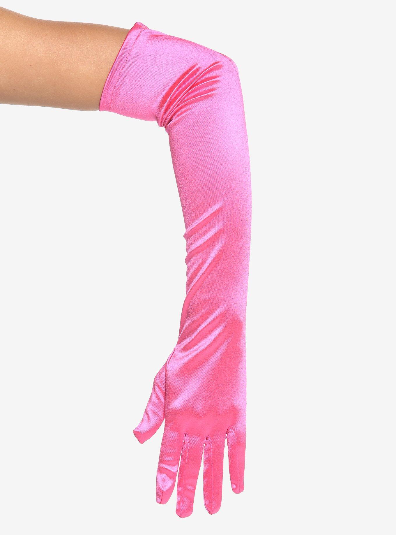 Hot Pink Satin Gloves Hot Topic