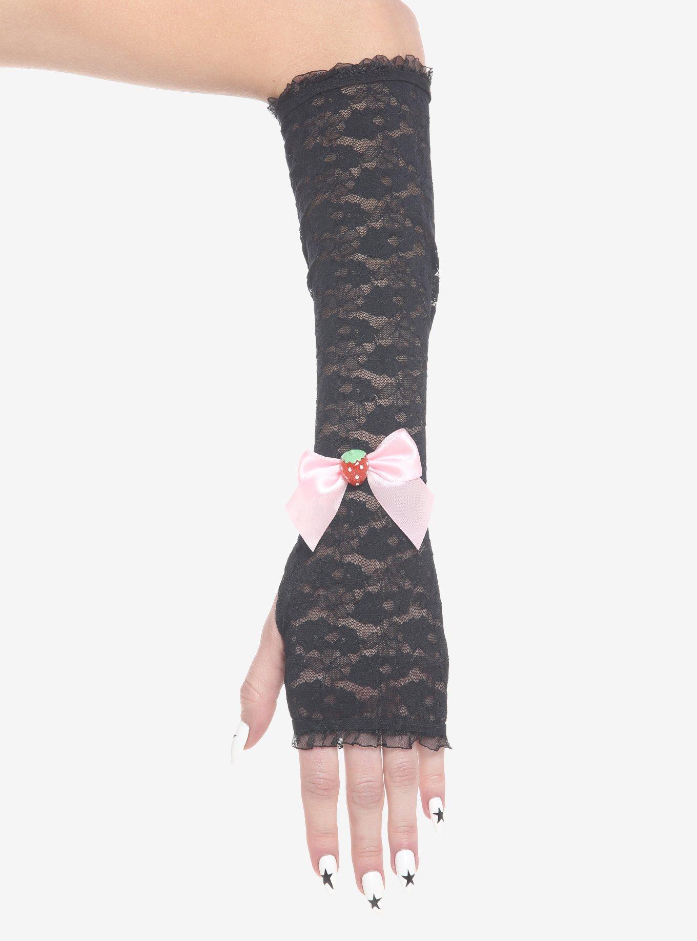 Black Lace & Strawberries Arm Warmers, , hi-res