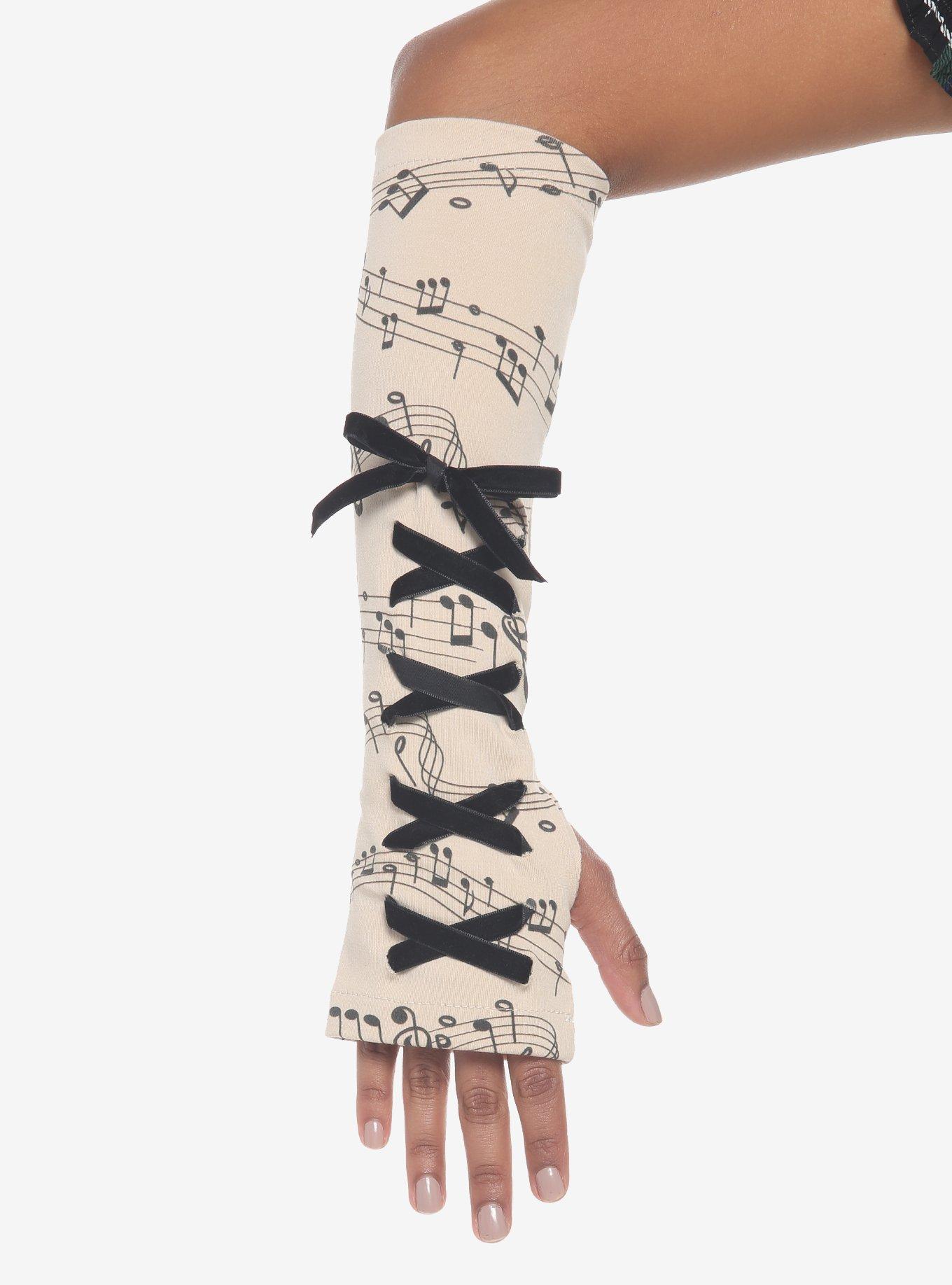Musical Note Lace-Up Arm Warmers, , hi-res