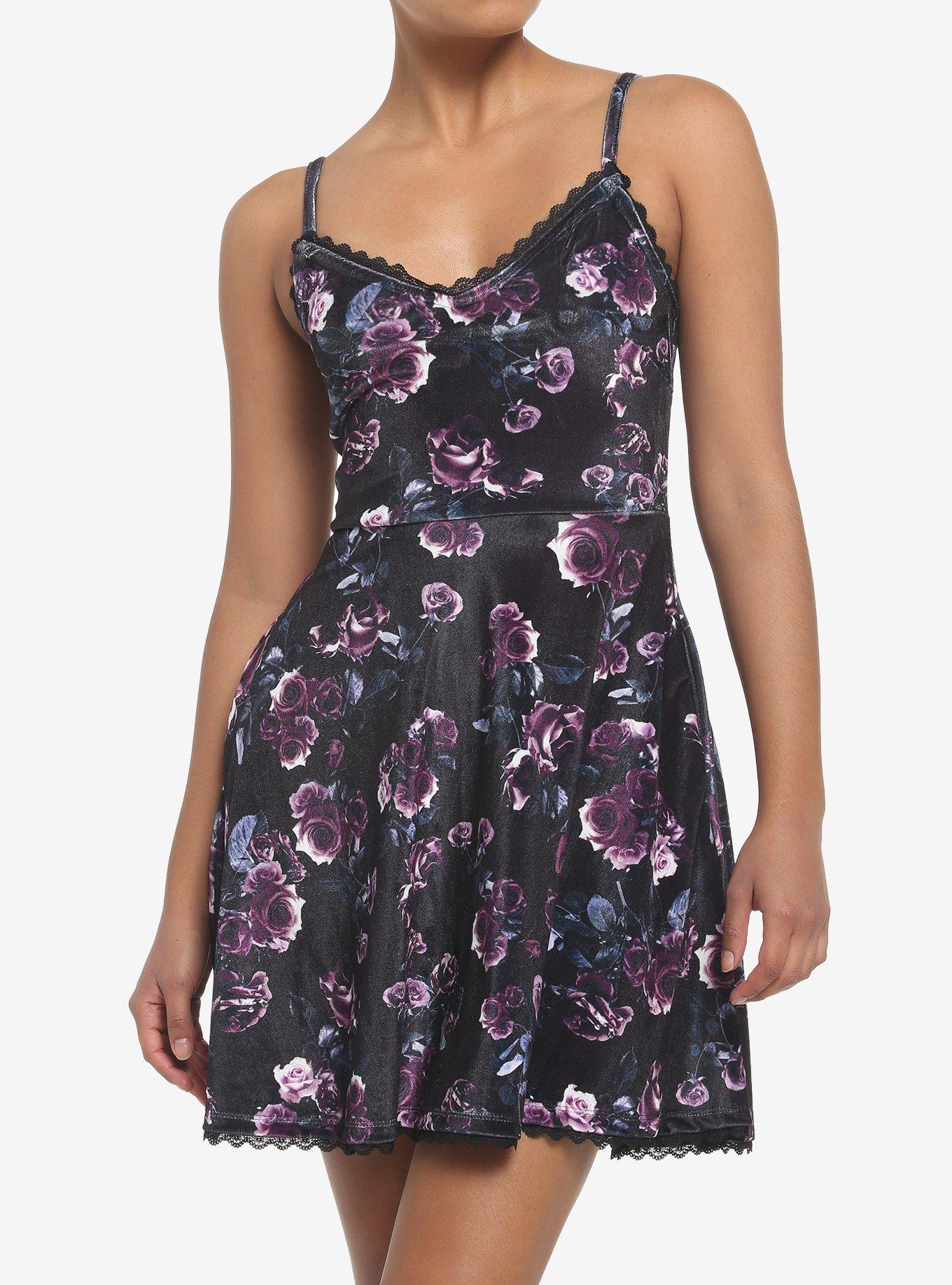 Dark Rose Velvet Cami Dress, FLORAL - MULTI, hi-res