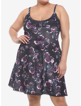 Dark Rose Velvet Cami Dress Plus Size, , hi-res