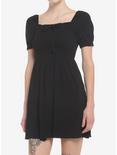 Black Smocked Mini Dress, DEEP BLACK, hi-res