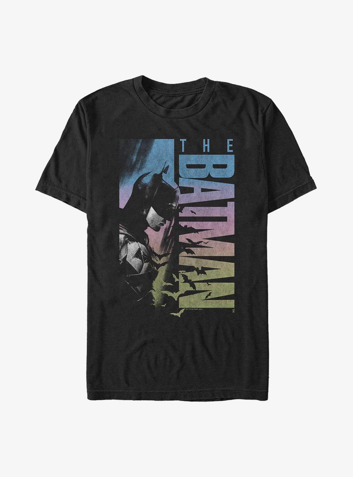 DC Comics The Batman Rainbow Poster T-Shirt, BLACK, hi-res