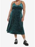Green Velvet Midi Slip Dress Plus Size, BOTANICAL GREEN, hi-res