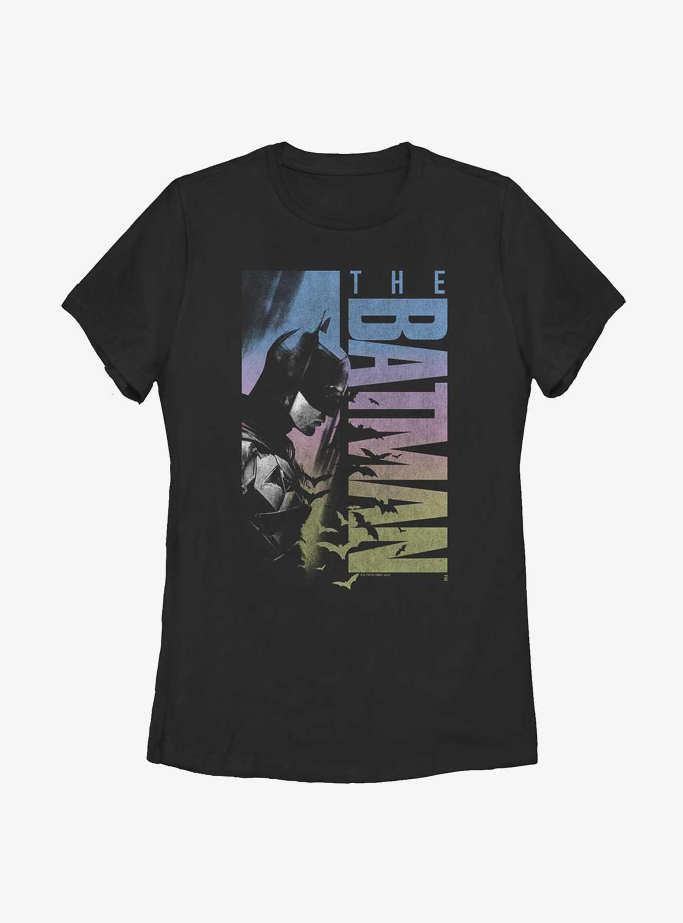 DC Comics The Batman Multicolor Poster Womens T-Shirt, BLACK, hi-res
