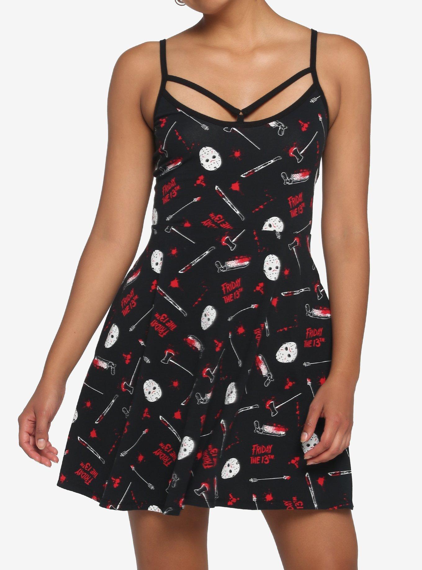Friday The 13th Jason Bloody Weapons Strappy Dress | Hot Topic