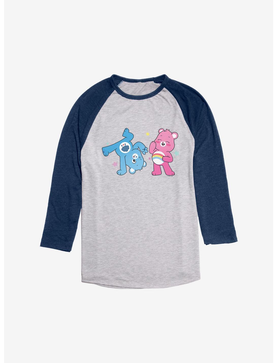 Care Bears Cheer and Grumpy Goofing Around Raglan, Ath Heather With Navy, hi-res