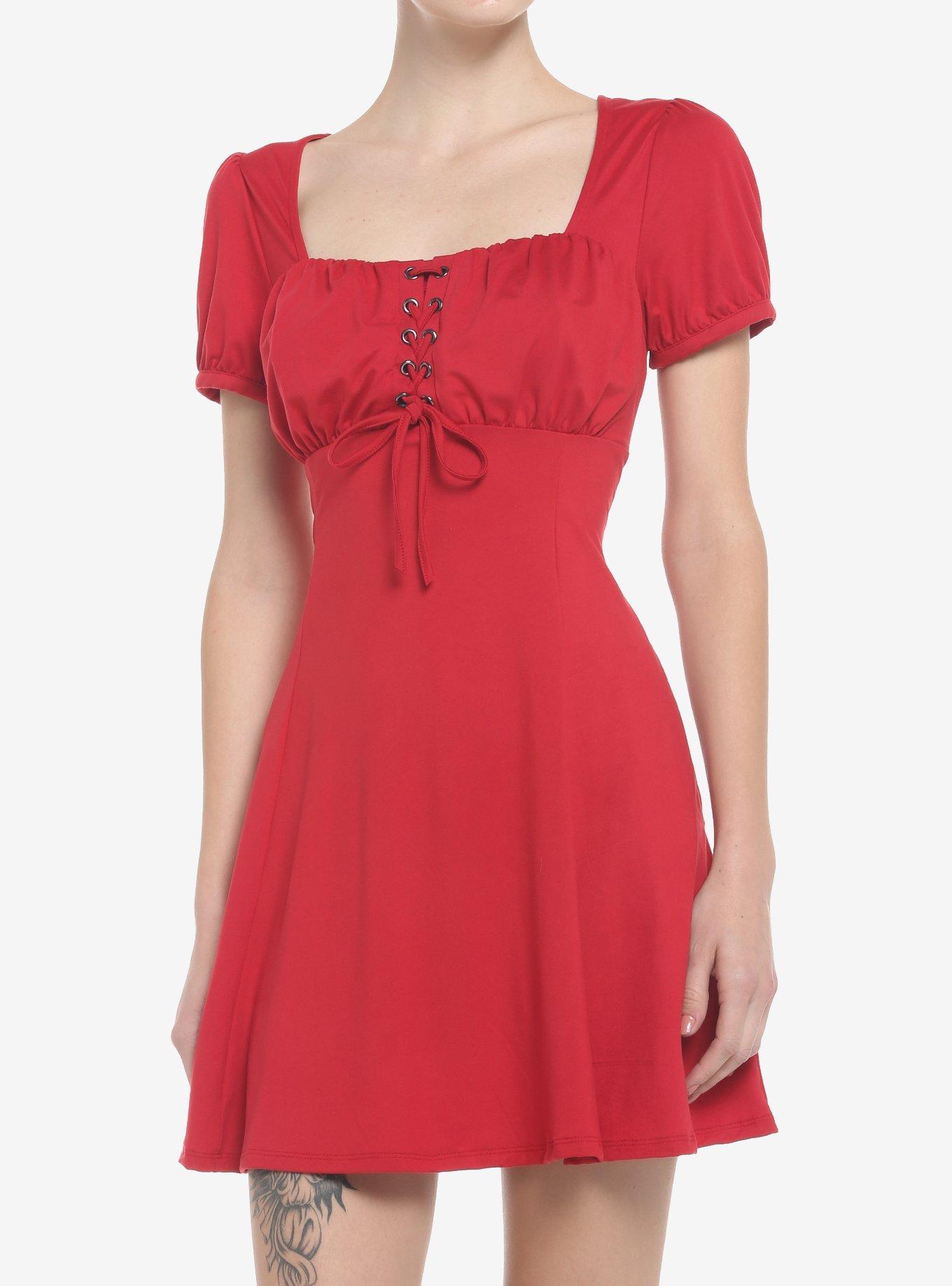 Red Empire Waist Dress Hot Topic