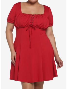 Red Empire Waist Dress Plus Size, , hi-res