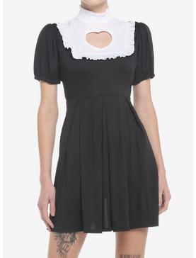 Black Heart Cutout High-Collar Dress, , hi-res