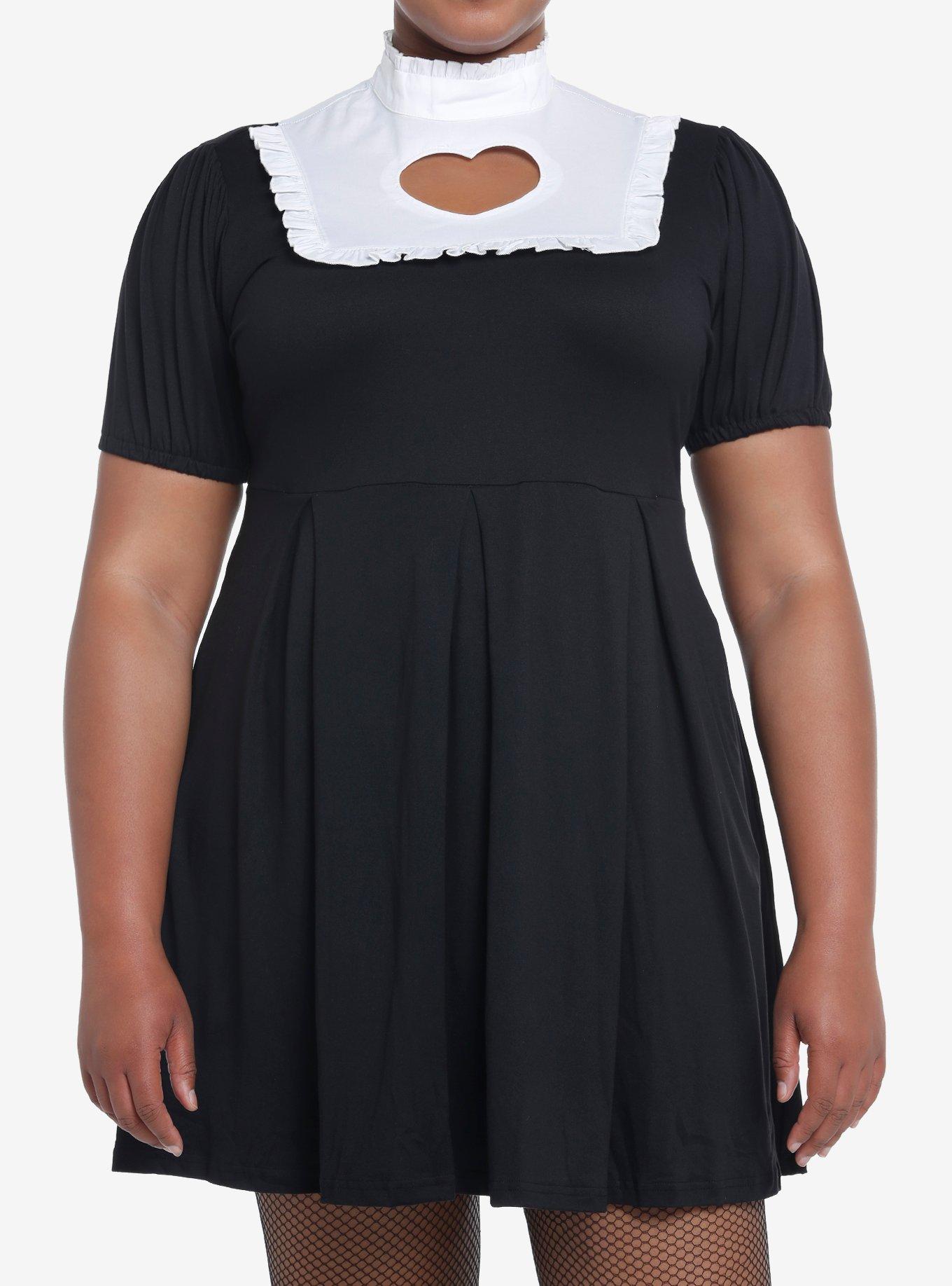 Sweet Society Black Heart Cutout High-Collar Dress Plus Size