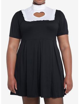 Sweet Society Black Heart Cutout High-Collar Dress Plus Size, , hi-res