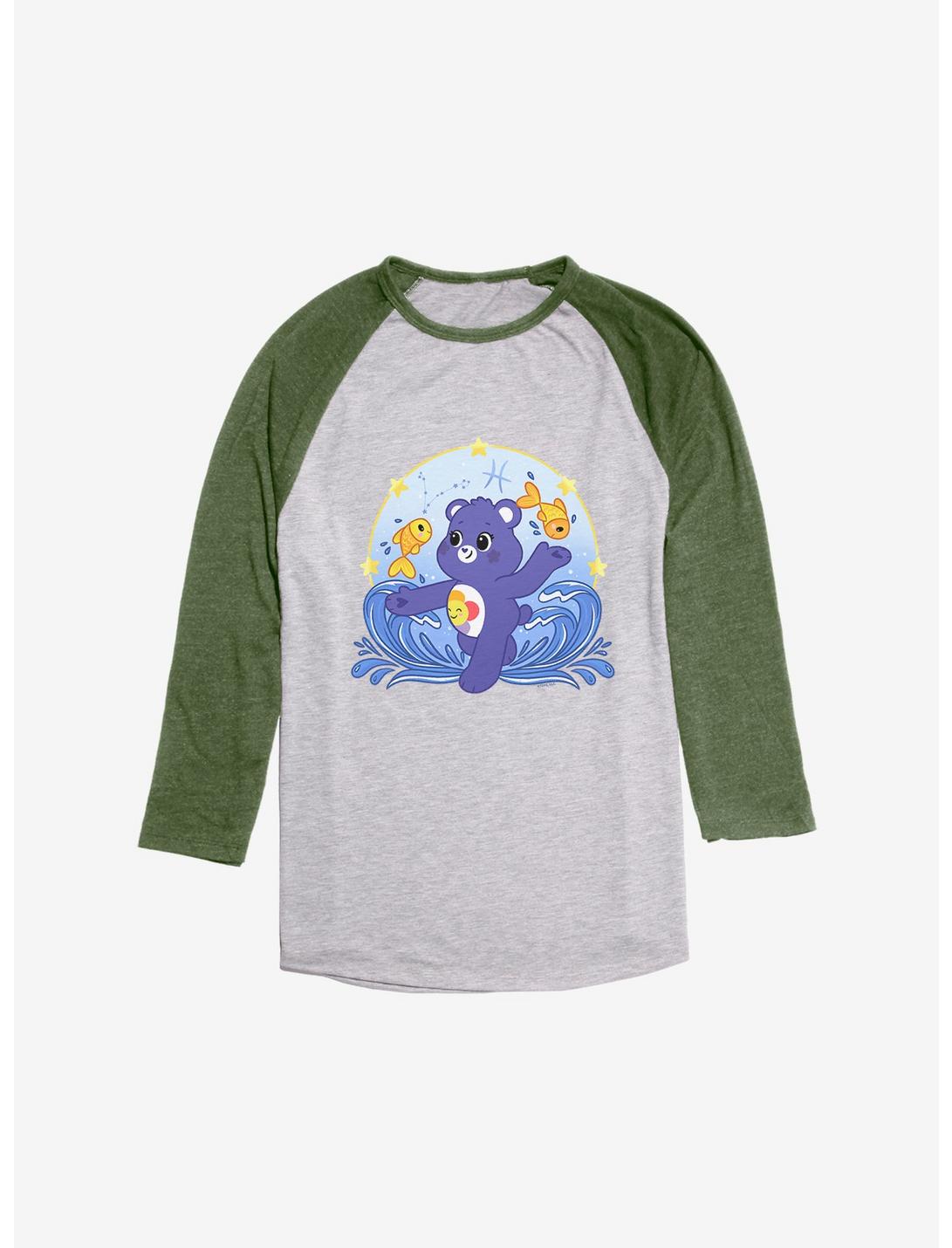 Care Bears Pisces Bear Raglan, Ath Heather With Moss, hi-res