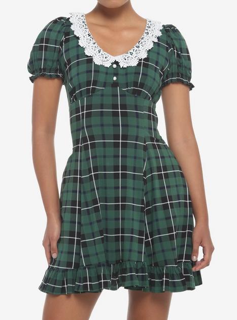 Green Plaid Lace Collar Mini Dress | Hot Topic