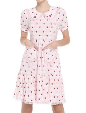 Strawberry Gingham Collar Dress, , hi-res