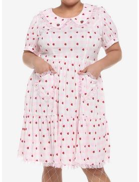 Strawberry Gingham Collar Dress Plus Size, , hi-res
