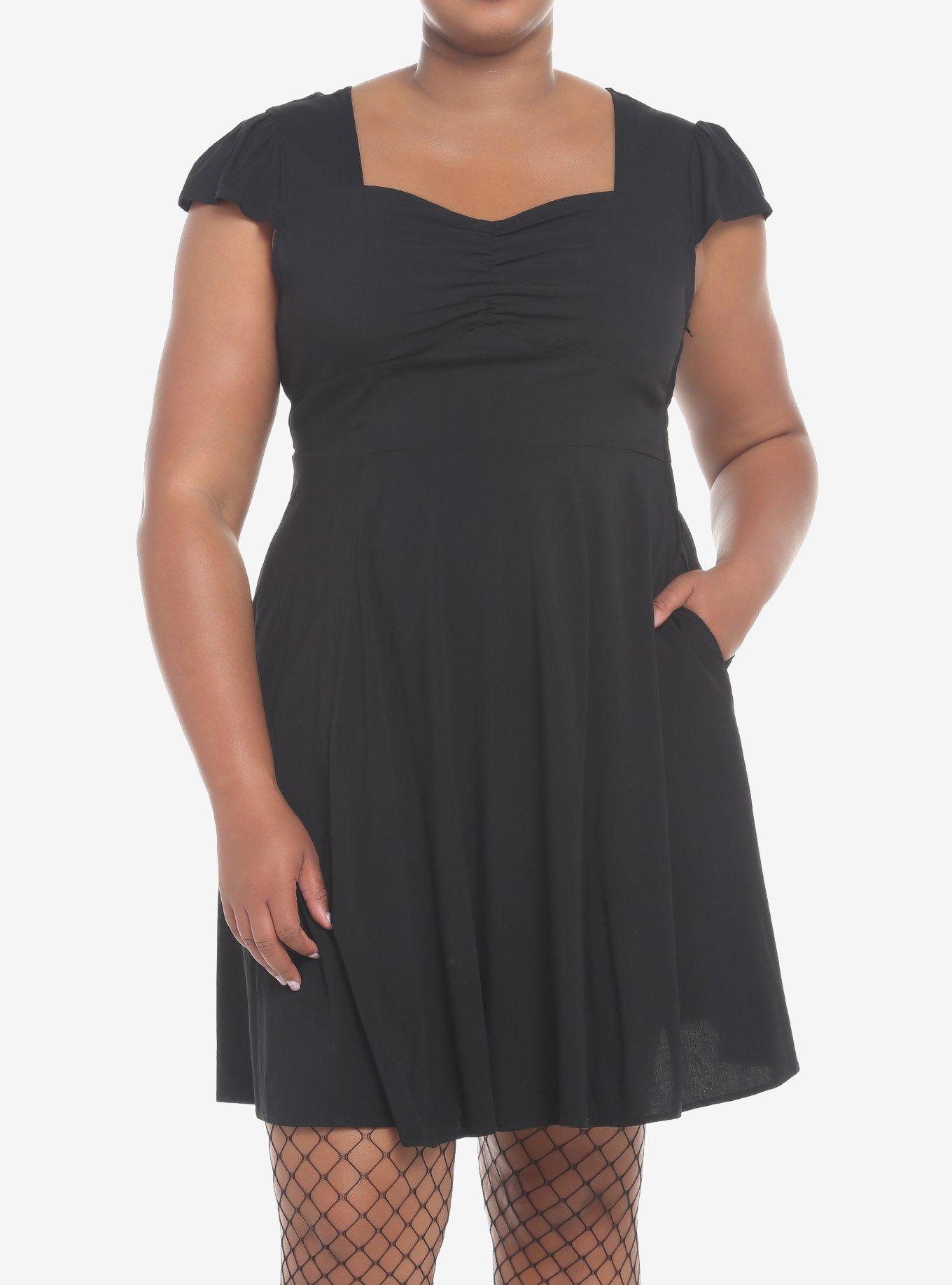 Black Retro Sweetheart Dress Plus Size, BLACK, hi-res