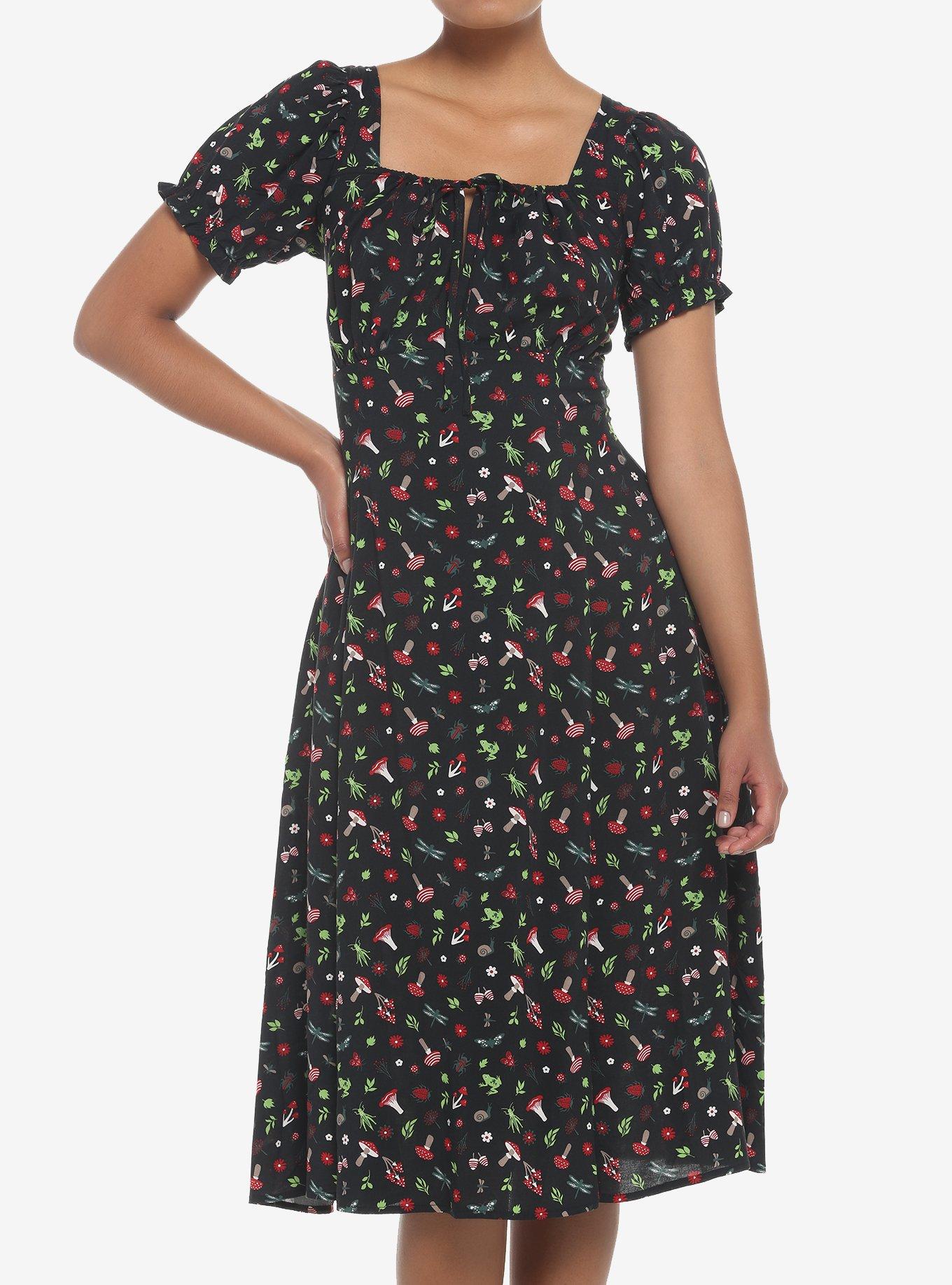 Cottage Critters Empire Midi Dress, MULTI, hi-res